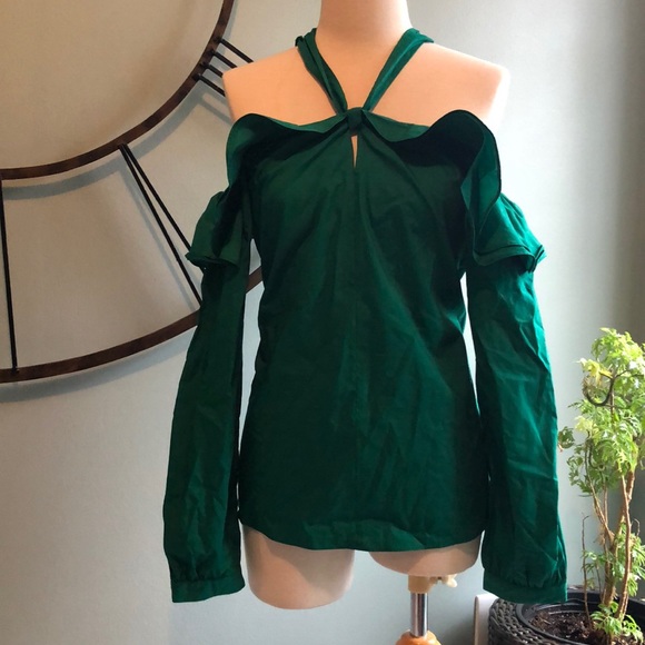 J. Crew Open Shoulder Ruffles Blouse - Picture 2 of 3